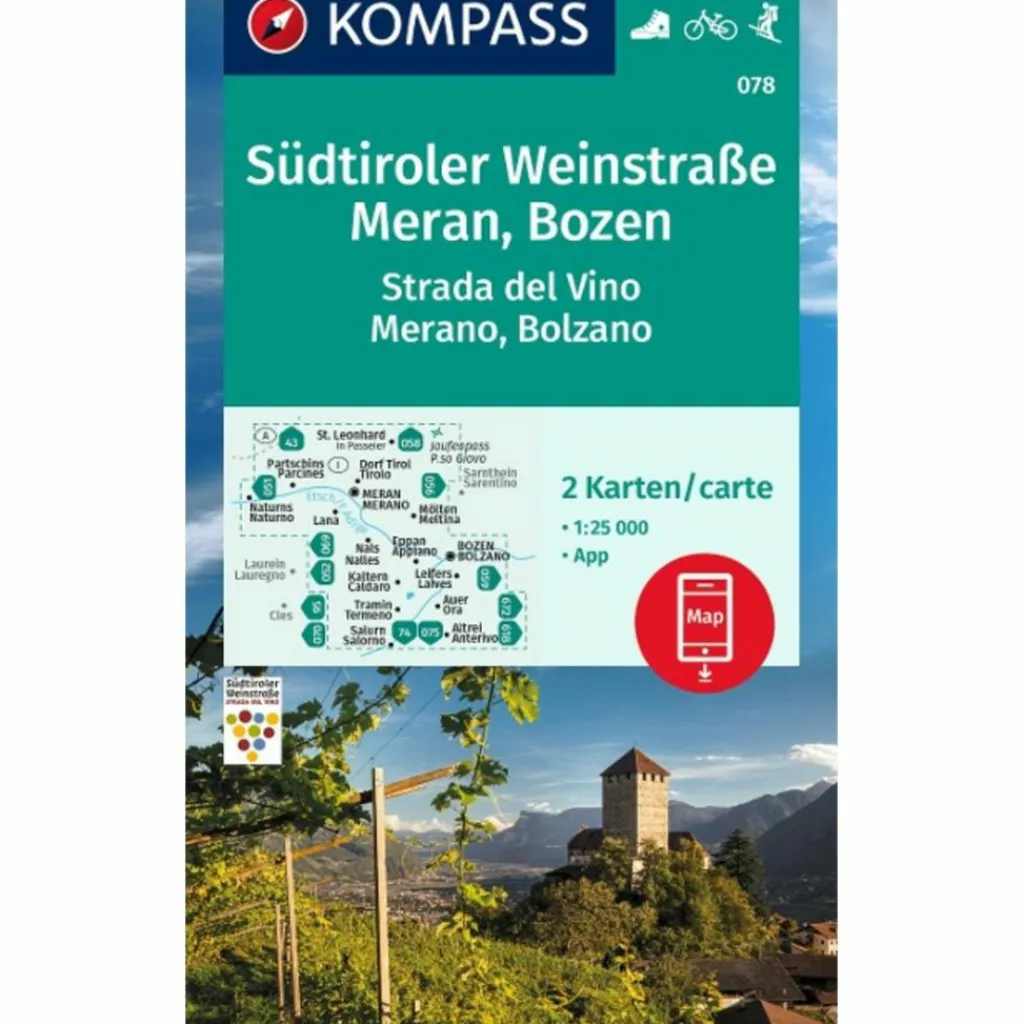 Wanderkarten Und Winterkarten|Wanderkarten Und Winterkarten*KOMPASS WANDERKARTEN-SET 078 SÜDTIROLER WEINSTRAßE, MERAN