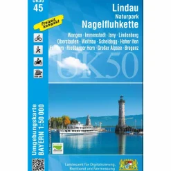 LINDAU, NATURPARK NAGELFLUHKETTE 1:50000 (UK50-45)^ Fahrradkarten|Wanderkarten Und Winterkarten