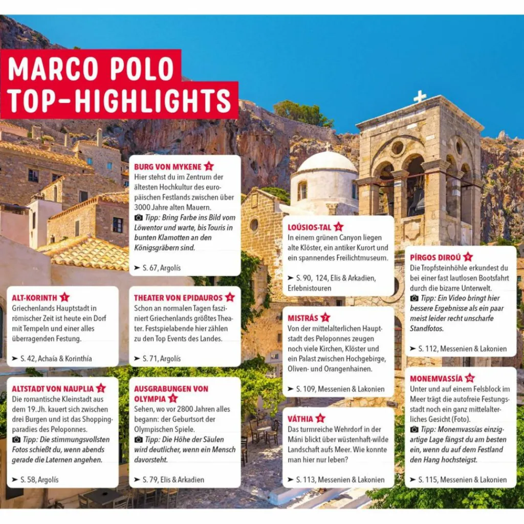 MARCO POLO REISEFÜHRER PELOPONNES^ Reiseführer Südosteuropa