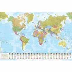 MARCO POLO WELTKARTE - STAATEN DER ERDE MIT FLAGGEN 1:35 MIO - Wand Karte^ Wandkarten Und Poster