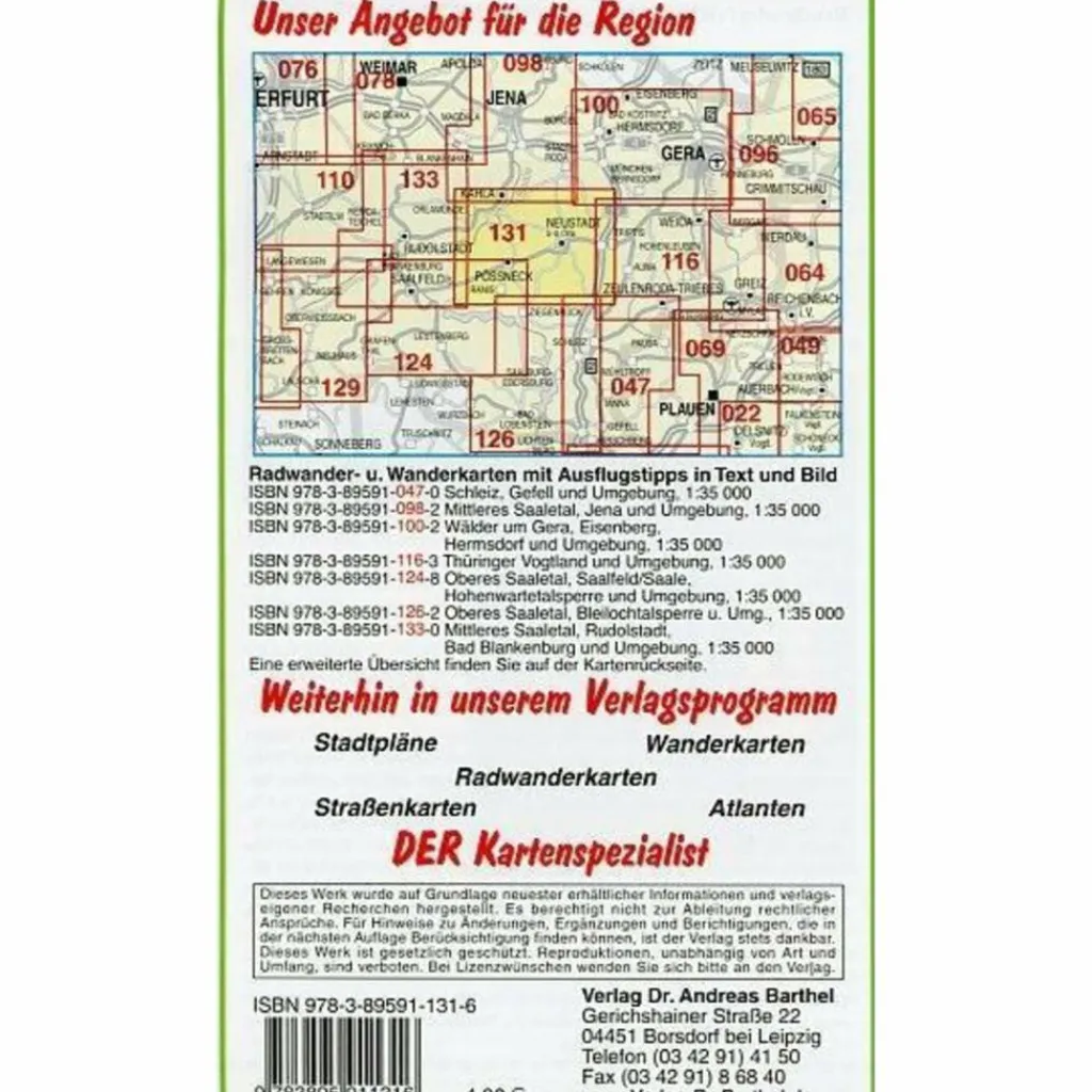 Fahrradkarten|Wanderkarten Und Winterkarten*PÖßNECK, NEUSTADT AN DER ORLA UND UMGEBU - Wanderkarte
