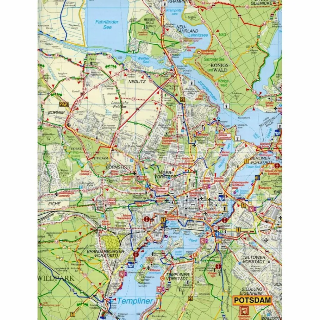 POTSDAMER HAVELSEEN, BLÜTENSTADT WERDER - Wanderkarte^ Fahrradkarten|Wanderkarten Und Winterkarten