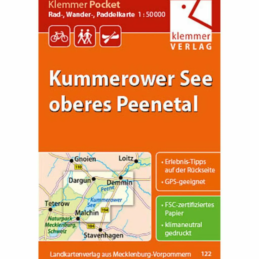 RAD-, WANDER- UND PADDELKARTE KUMMEROWER SEE - Fahrradkarte^ Fahrradkarten|Gewässerkarten
