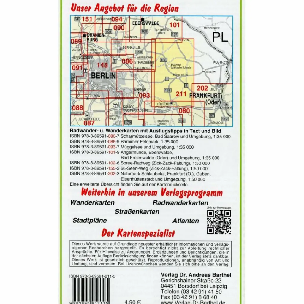Fahrradkarten|Wanderkarten Und Winterkarten*RADWANDER- UND WANDERKARTE NATURPARK MÄRKISCHE SCHWEIZ - Wanderkarte