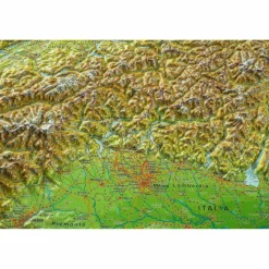 RELIEF ALPEN 1:1.2MIO MIT NATURHOLZRAHMEN - Wand Karte^ Wandkarten Und Poster