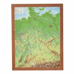 RELIEF DEUTSCHLAND 1:2.4 MIO MIT HOLZRAH - Karte^ Wandkarten Und Poster
