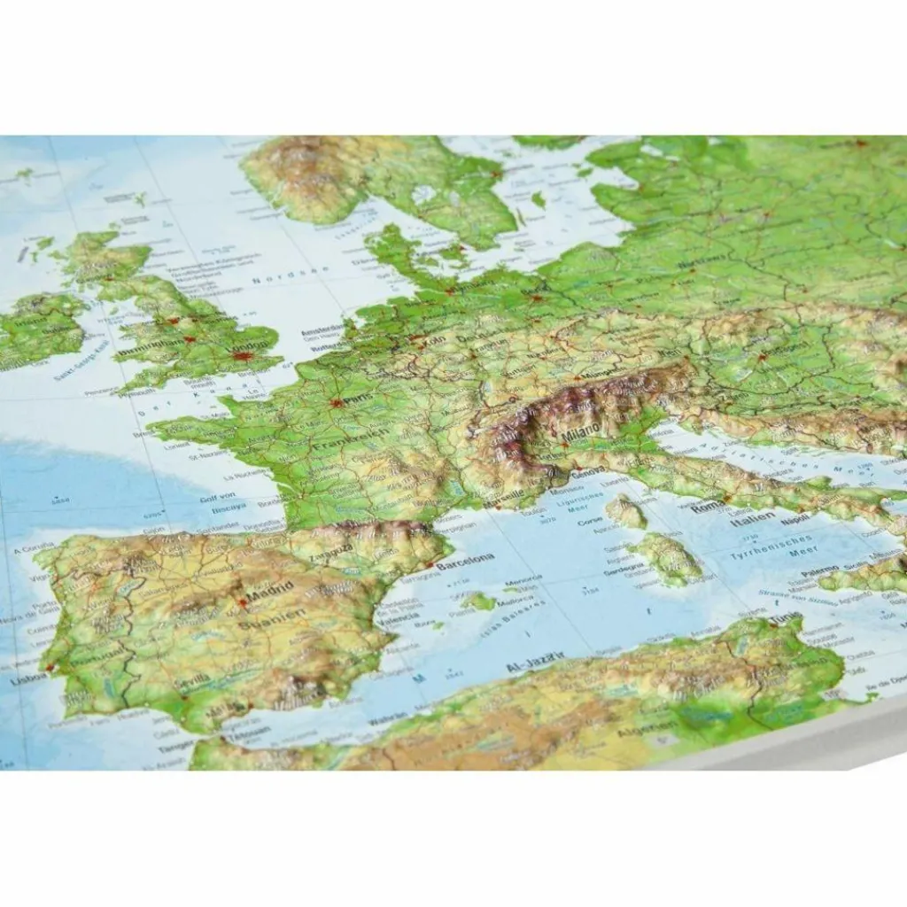 RELIEF EUROPA 1:16 MIO MIT HOLZRAHMEN - Karte^ Wandkarten Und Poster