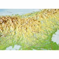 RELIEF SKANDINAVIEN MIT ALURAHMEN - Karte^ Wandkarten Und Poster