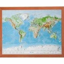 Wandkarten Und Poster*RELIEF WELT 1:107 MIO MIT HOLZRAHMEN - Weltkarte