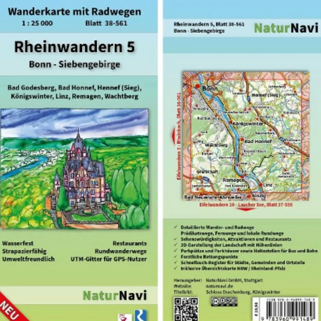 Wanderkarten Und Winterkarten|Wanderkarten Und Winterkarten*RHEINWANDERN 5 - BONN - SIEBENGEBIRGE - Wanderkarte