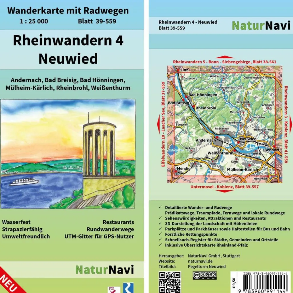 Fahrradkarten|Wanderkarten Und Winterkarten*RHEINWANDERN 4 - NEUWIED 1:25 000 - Wanderkarte