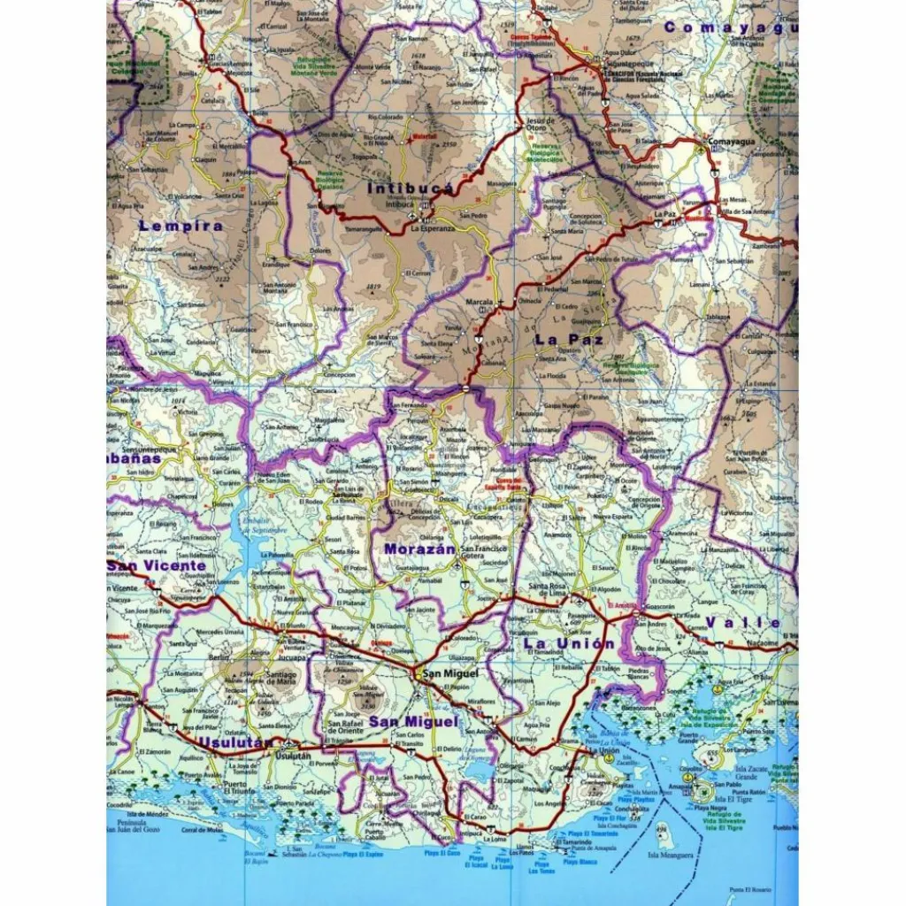 Straßenkarten|Straßenkarten*RKH WMP NICARAGUA, HONDURAS, EL SALVADOR - Straßenkarte