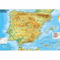 SPANIEN UND PORTUGAL PHYSISCH - Karte^ Wandkarten Und Poster