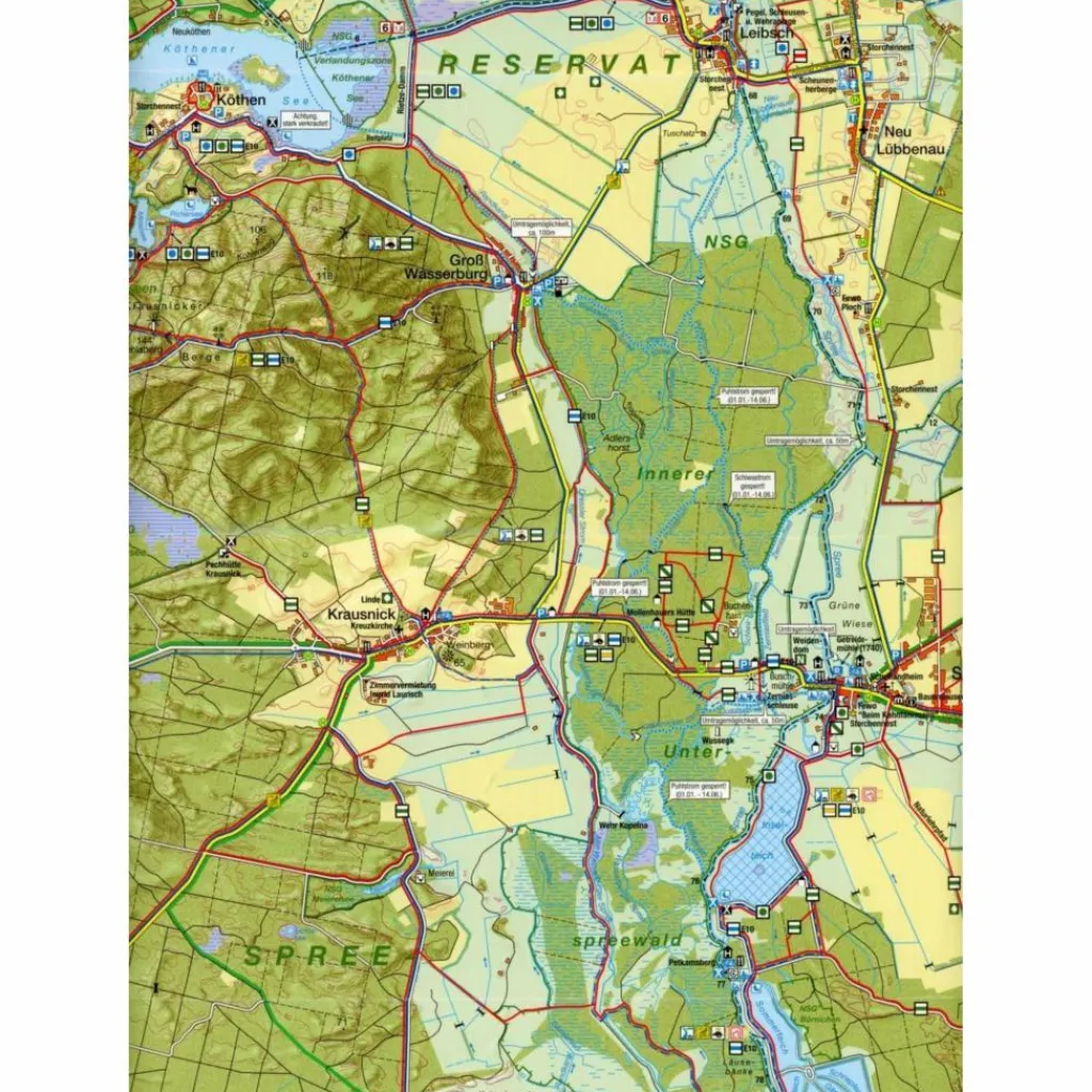 Fahrradkarten|Wanderkarten Und Winterkarten*SPREEWALD 1 : 35 000 - Fahrradkarte