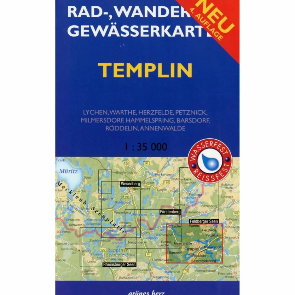 Fahrradkarten|Gewässerkarten*TEMPLIN 1 : 35 000 RAD-, WANDER- UND GEWÄSSERKARTE - Fahrradkarte
