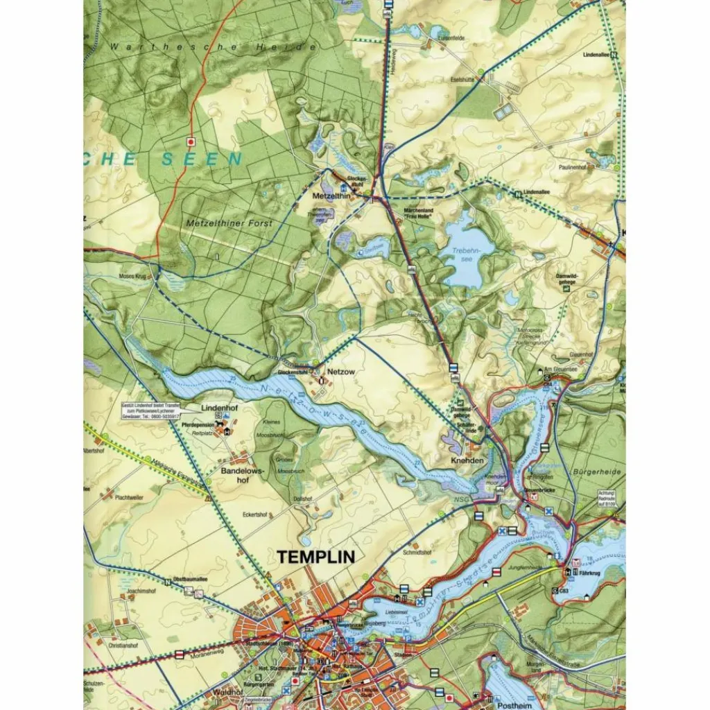 Fahrradkarten|Gewässerkarten*TEMPLIN 1 : 35 000 RAD-, WANDER- UND GEWÄSSERKARTE - Fahrradkarte