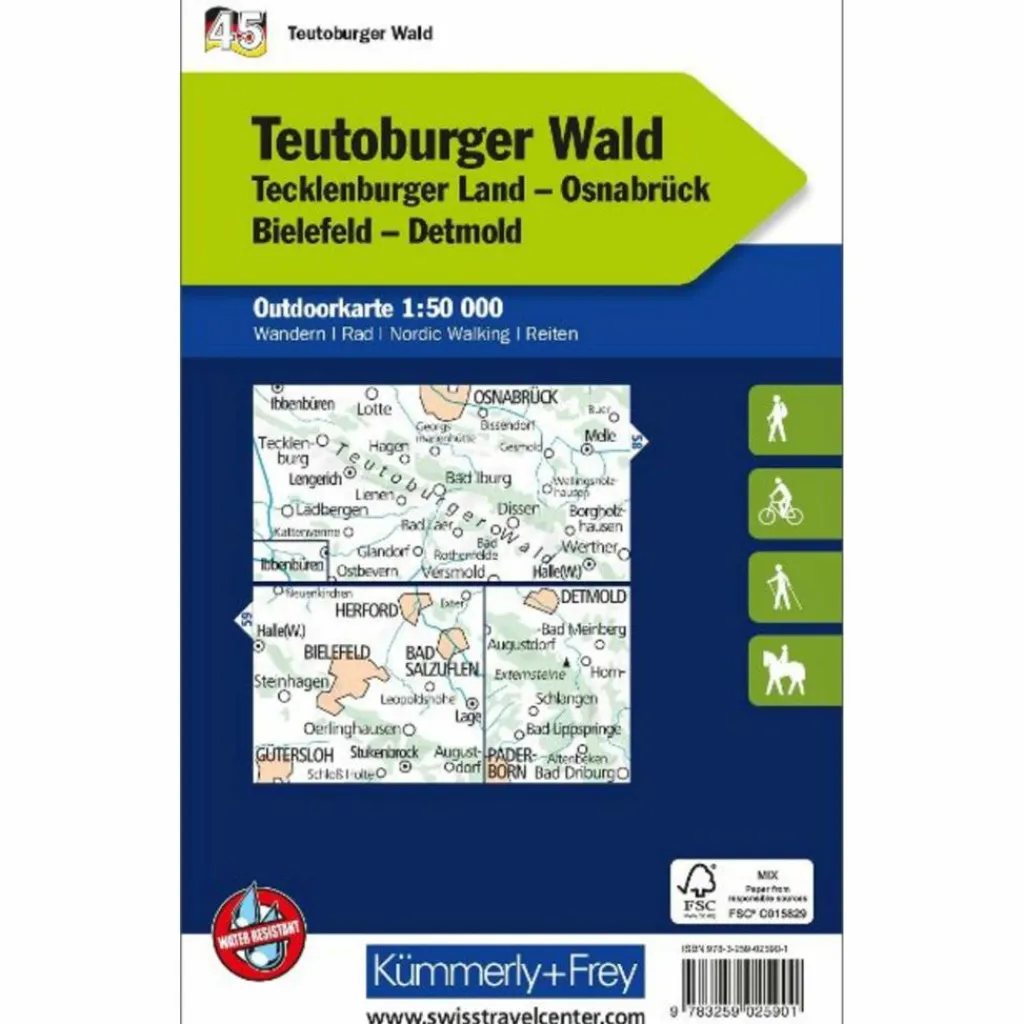 Fahrradkarten|Wanderkarten Und Winterkarten*TEUTOBURGER WALD NR. 45 OUTDOORKARTE DEUTSCHLAND 1:50 000 - Karte