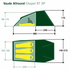 Vaude 3-Personen-Zelte|3-Jahreszeiten-Zelte*ALLROUND CHAPEL XT 3P - Tunnelzelt