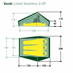 Vaude 2-Personen-Zelte|3-Jahreszeiten-Zelte*LIZARD SEAMLESS 2-3P - Tunnelzelt