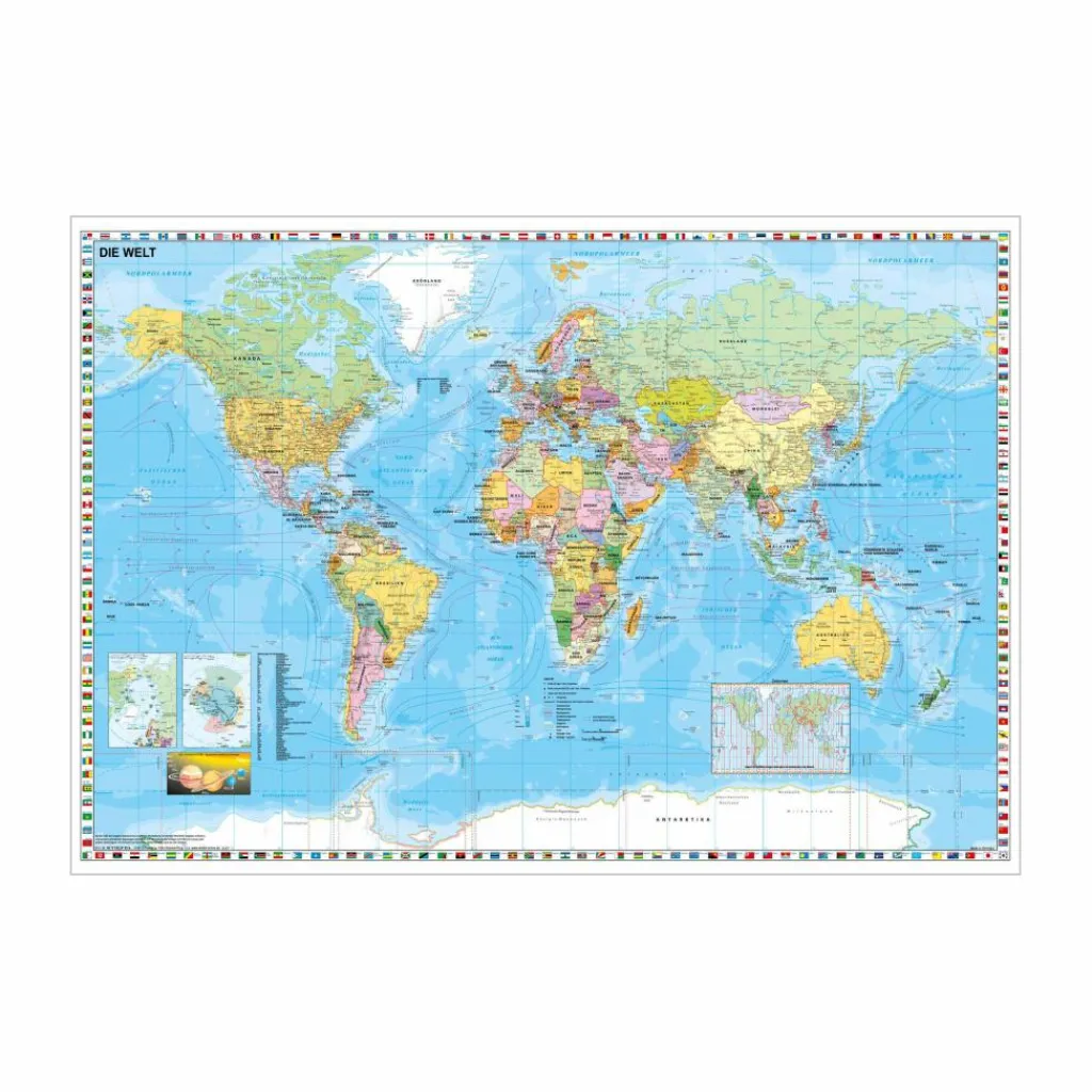 WELTKARTE DEUTSCHSPRACHIG. WANDKARTE MIT - Poster^ Wandkarten Und Poster