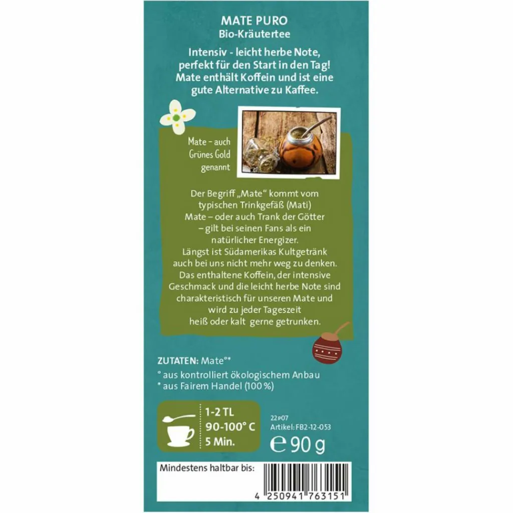 WELTPARTNER MATE PURO KRÄUTERTEE BIO^ Verpflegung