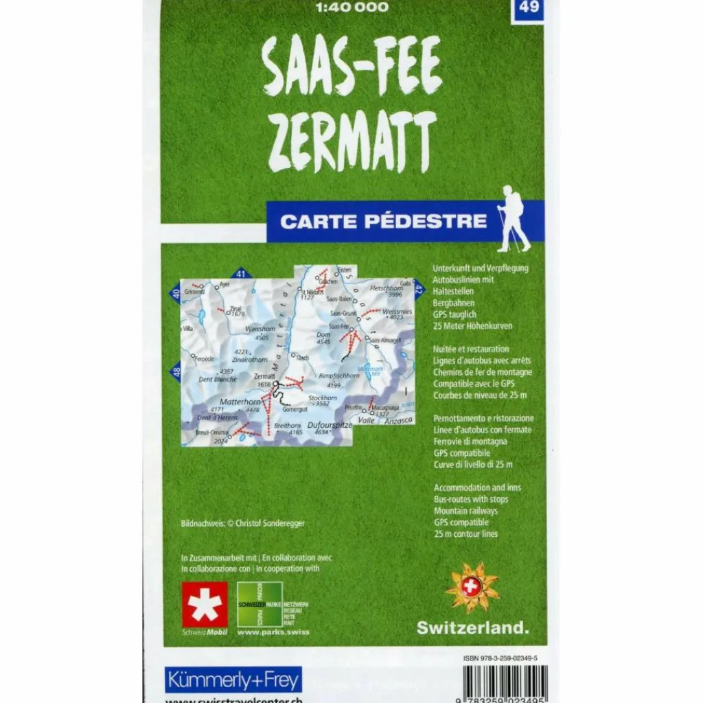 ZERMATT - SAAS-FEE 49 WANDERKARTE 1:40 000 MATT LAMINIERT - Wanderkarte^ Wanderkarten Und Winterkarten|Wanderkarten Und Winterkarten